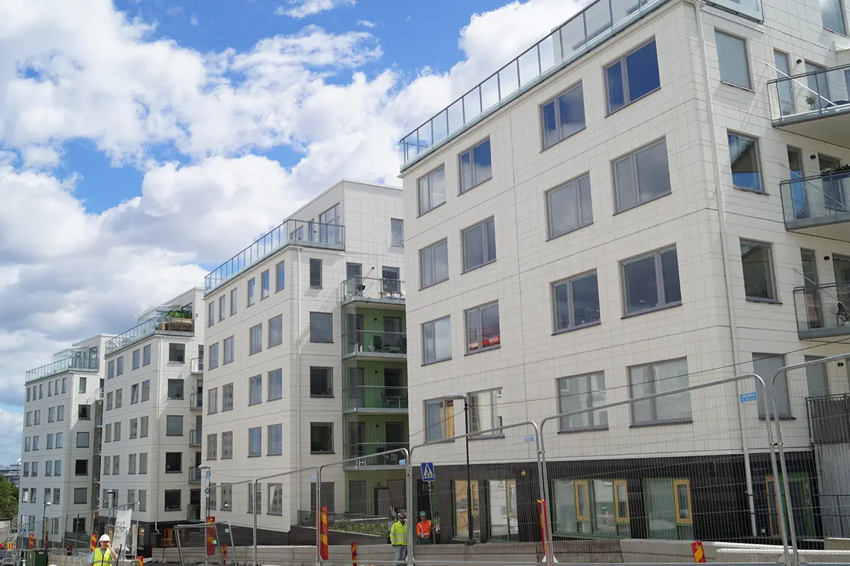 Precast walls of a residential estate in Stockholm (project and source - Scanbet)